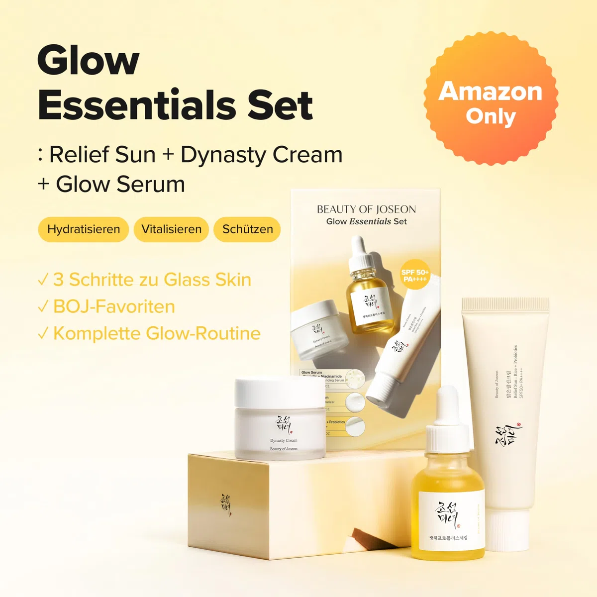 Beauty of Joseon Glow Essential Set Relief Sun 50ml Dynasty Cream 30ml Glow Serum Korean Skin Care Gift Set
