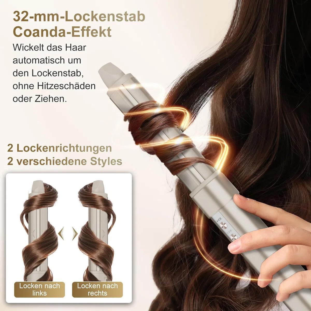 7MAGIC 6 in 1 Airstyler, Hairstyler, Lockenstab Auto-Wrap, Ionen Föhn, Glätteisen, für Besondere Anlässe, Reisen