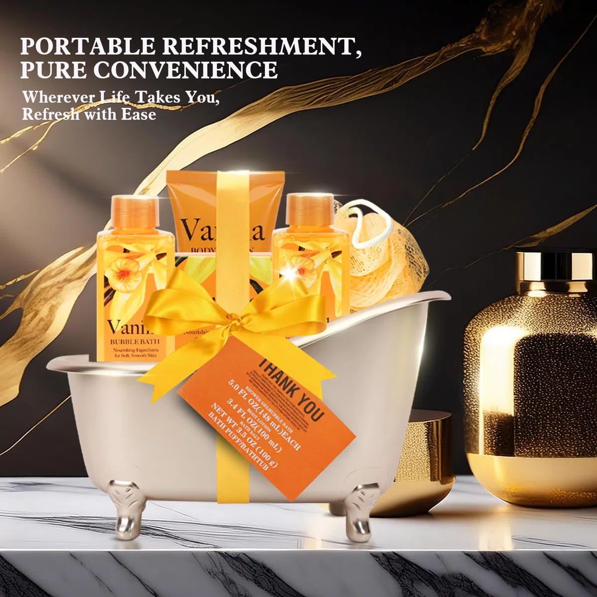 Spa Luxetique Bath Gifts for Women, 6PCS Vanilla Luxury Spa Gift Sets with Shower Gel, Bubble Bath, Body Lotion, Valentines Gifts for Her, Mom, Pamper Sets for Women Gifts