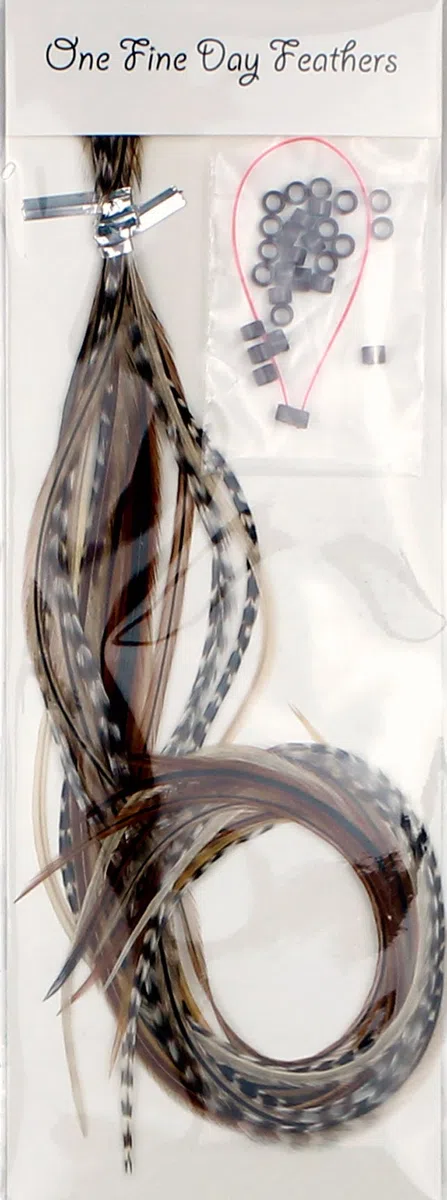 20 XXL LANG 28-33 cm Feder-Haarverlängerung, echte Federn (Mixed Naturals)