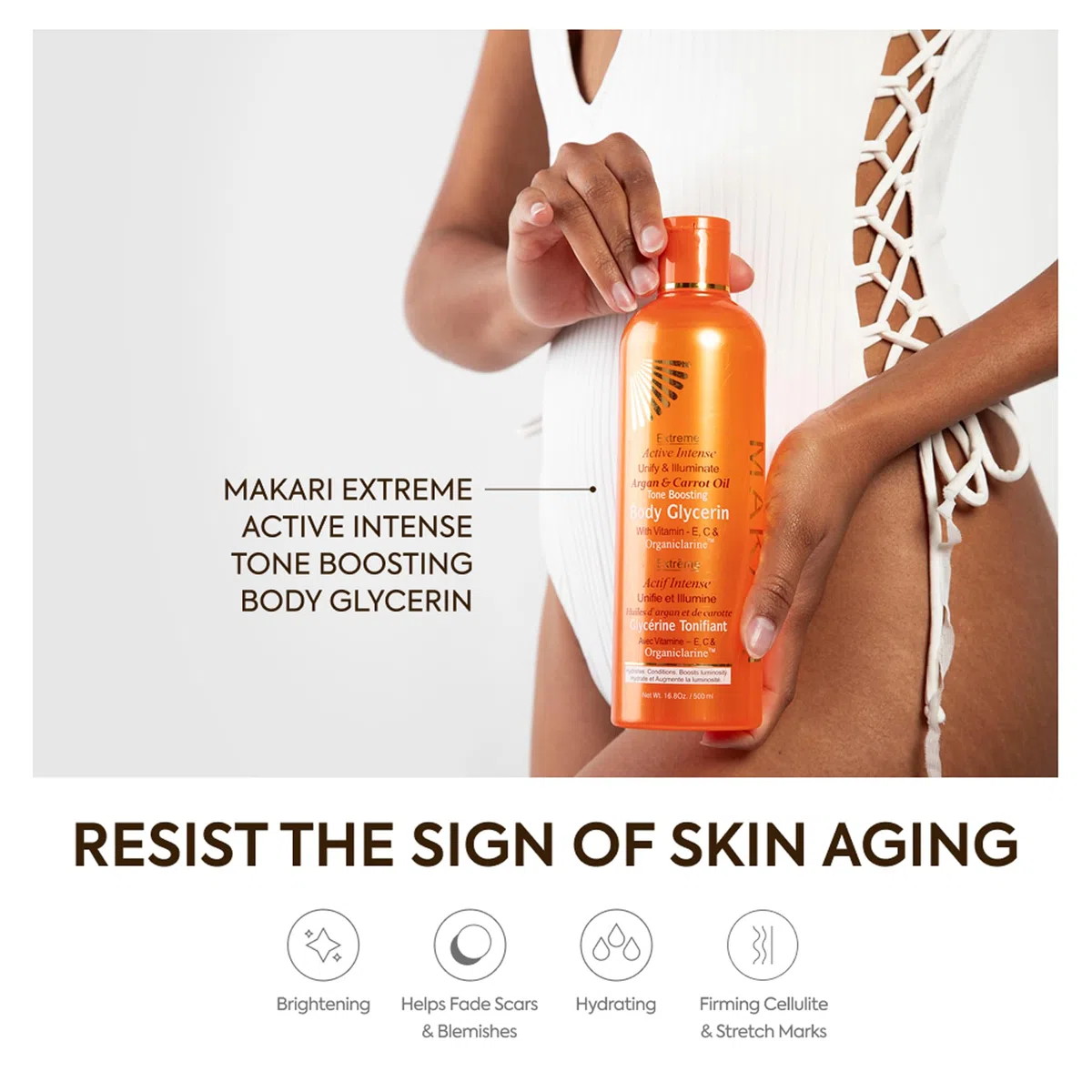 Makari Extreme Karotten & Argan Öl mit Glycerin zur Hautverschönerung 16,8oz - Feuchtigkeitscreme zur Aufhellung & Straffung für Gesicht & Körper mit OrganicarineTM