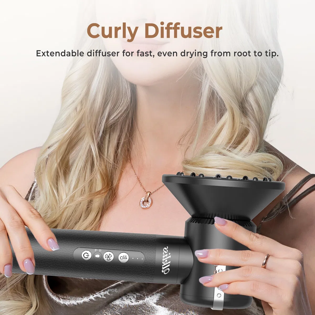 UKLISS Airstyler 7-in-1 Pro, Hair Dryer & Haarstyler mit Lockenstab Automatisch, Föhnbürste, Diffusor, Haarglätter, Rundbürste, Warmluftbürste, Haarstyling Geräte Set für Locken, Glätten, Föhnen