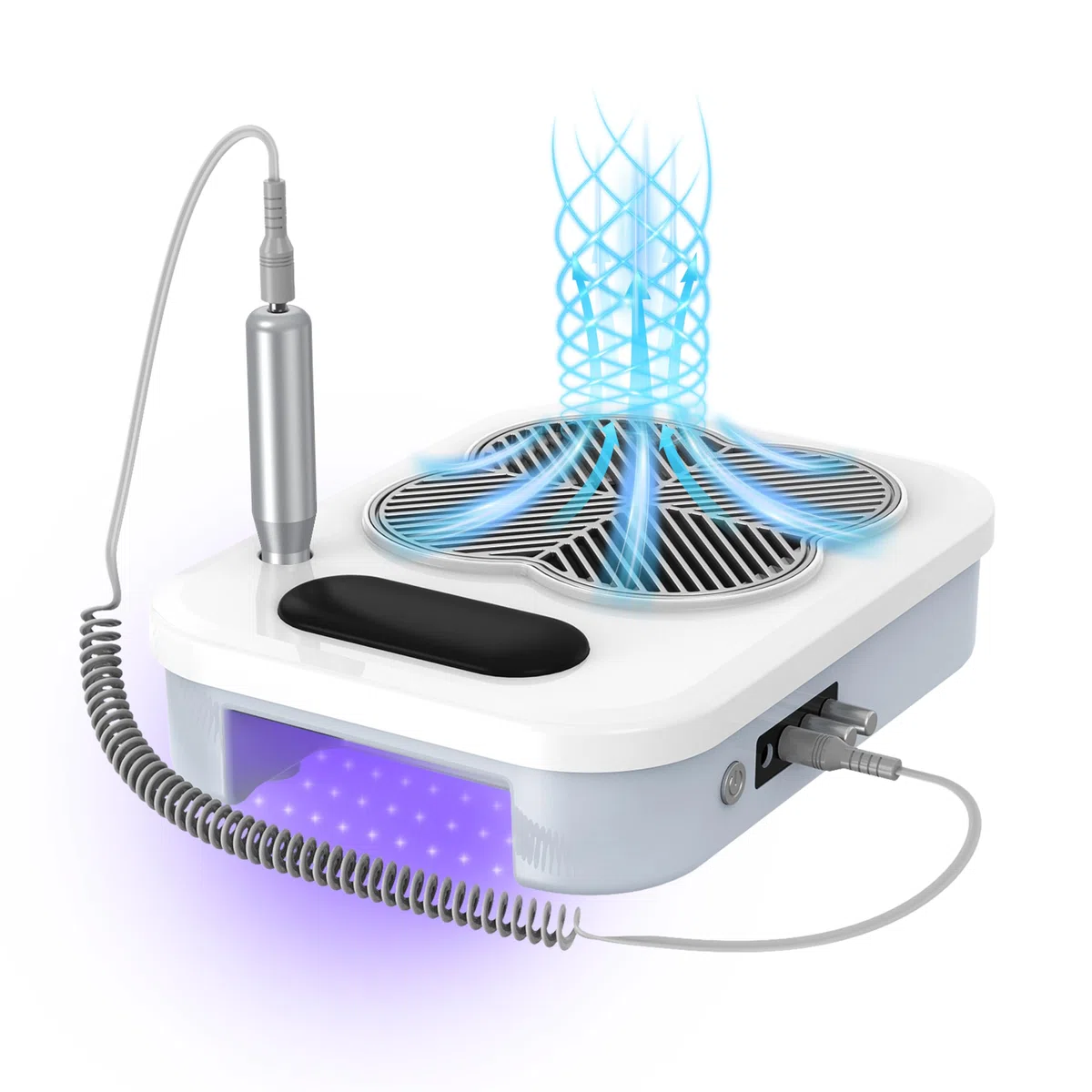 Elektrische Nagelfräser mit UV-LED Nagellampe & Nagel Staubabsaugung (Stufenloses Getriebe) : 3-in-1-Nagelstaubsauger für Maniküre, Pediküre, Polieren, Acryl Gel Nagelschleifer für Salon und Zuhause