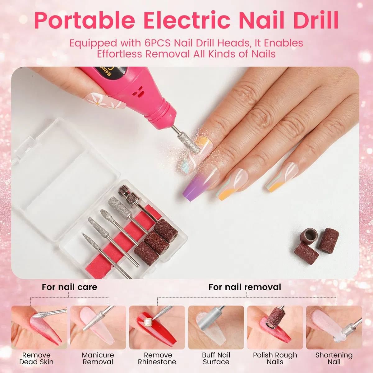 Acryl Nagelset Starterset für Anfänger: 4 Farben Acrylpulver für Nägel mit Übungsfinger Lampe Nagelfräser - Acryl Pulver Nails Selber Machen Nagelstudio Set in Glitter Tasche für Salon (Rose Rot)