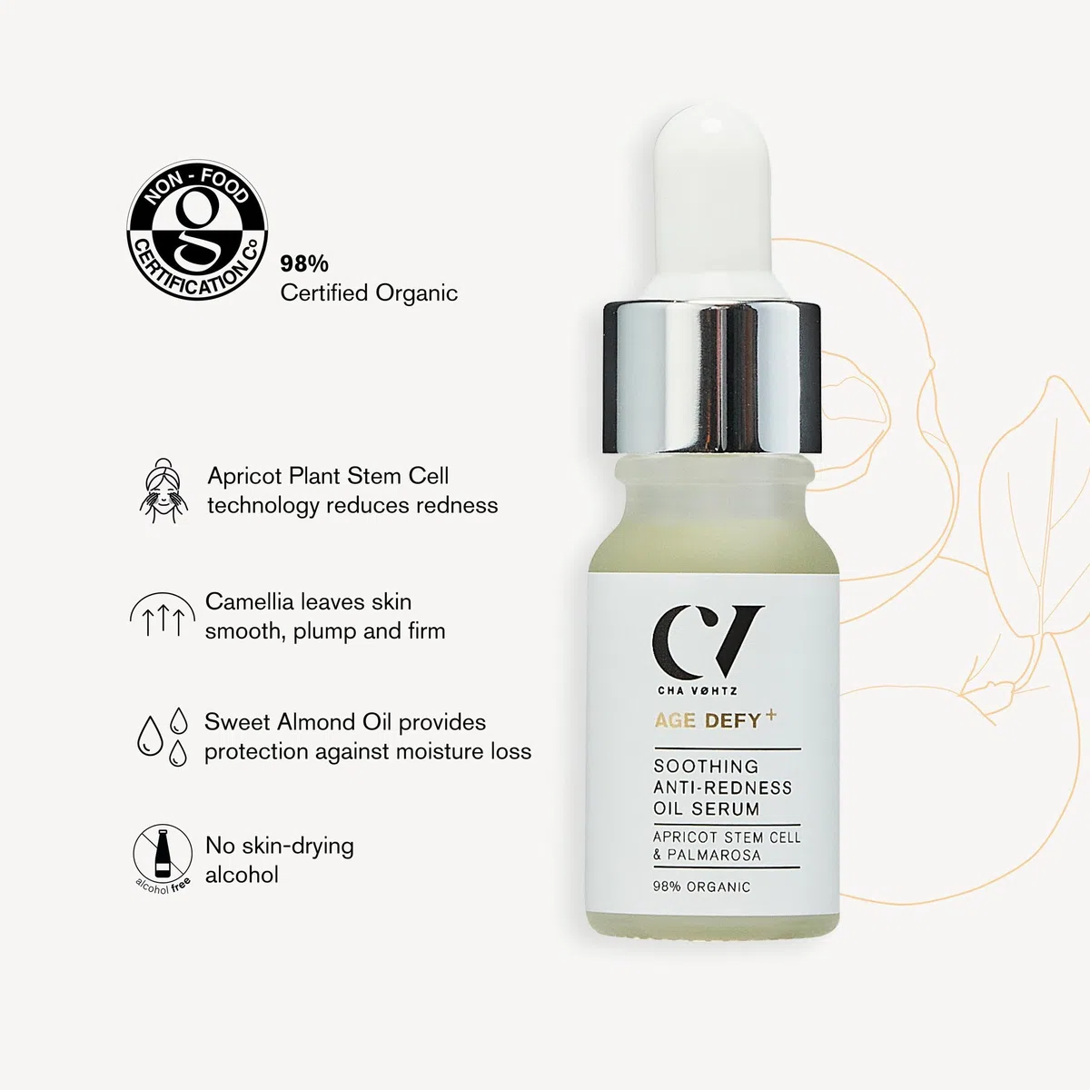 Green People Age Defy+ Soothing Anti-Redness Oil Serum, 10ml | Serum für Reife Haut, Gegen Rötungen, Parabenfrei und ohne Alkohol, Aprikosen- und Kamelienstammzellen, Vegan