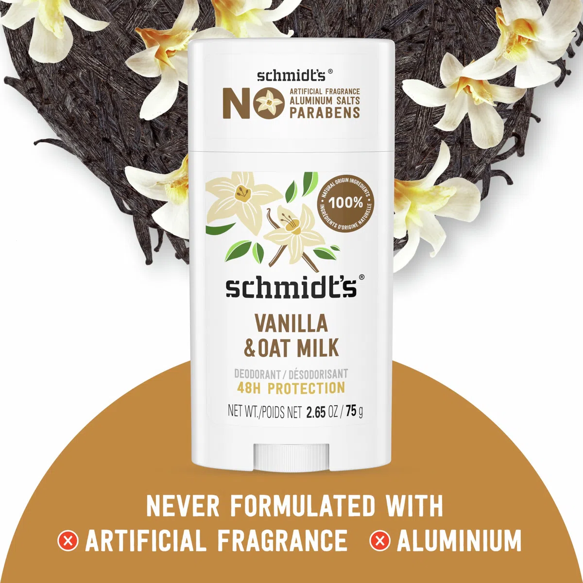 Schmidt'S Schmidts Deodorant für empfindliche Haut, Deodorant mit Vanille- und Hafermilchgeschmack, 65 ml, 1 Stück