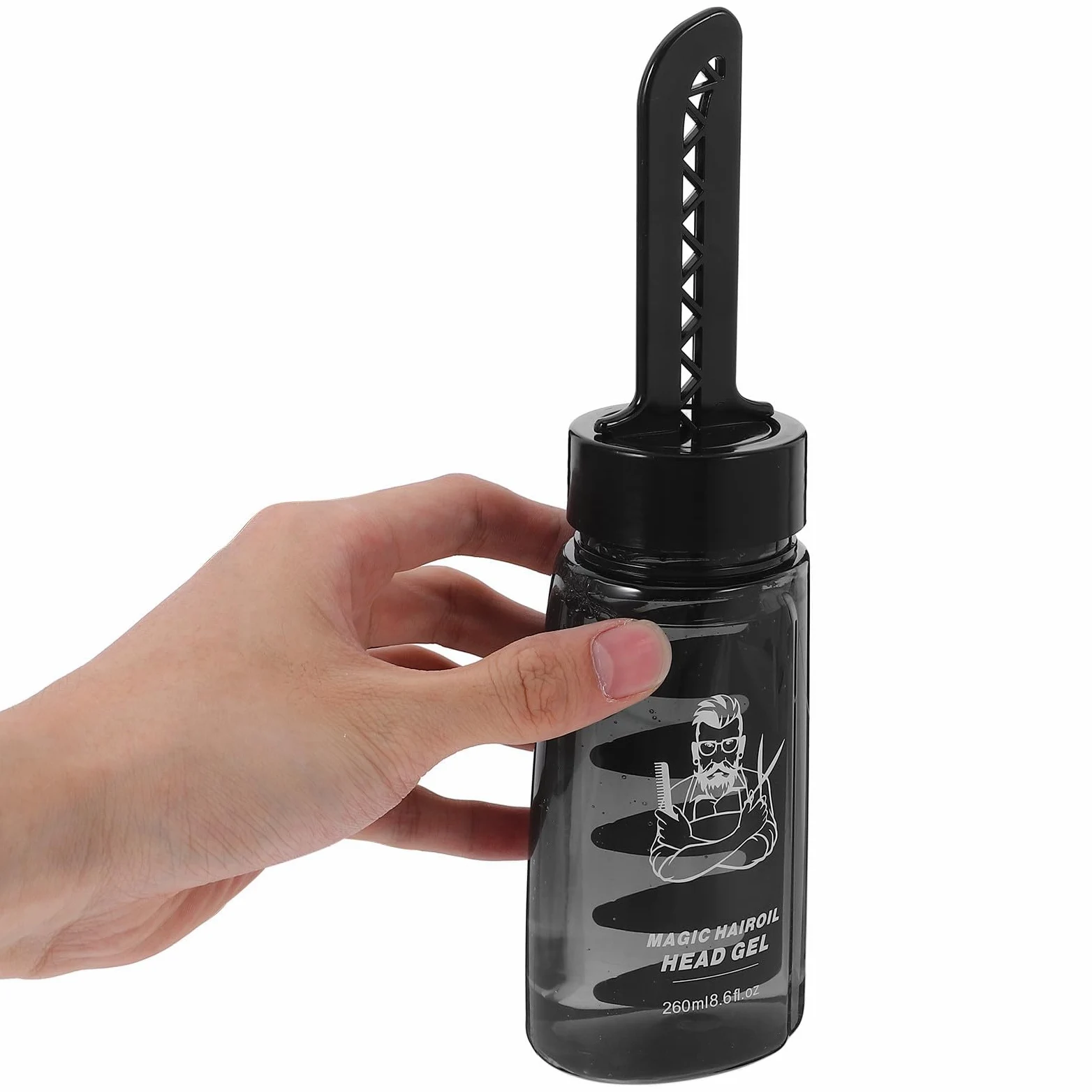 3 Stück-pack Leere Haarstyling Gelflaschen 260ml Schwarz aus Kunststoff mit Praktischem Kamm Einfacher Auftrag für Herren und Friseure