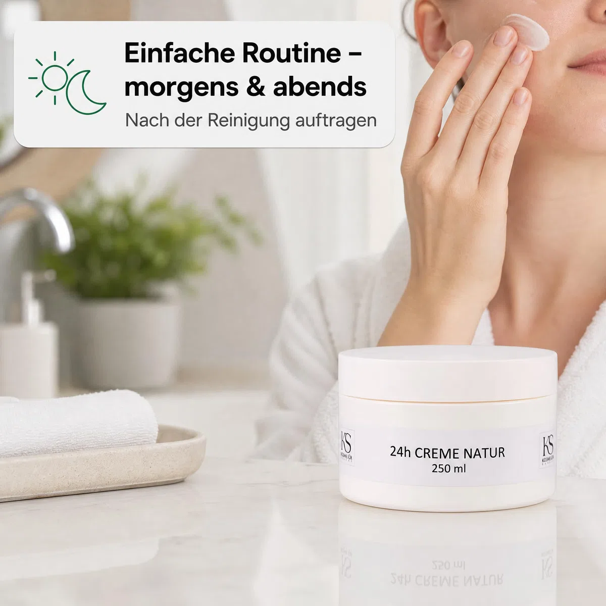 KS Beauty 24h Creme Natur – Tages- & Nachtcreme mit Aloe Vera, Kokosöl, Q10, Niacinamid & Vitamin E (250 ml)