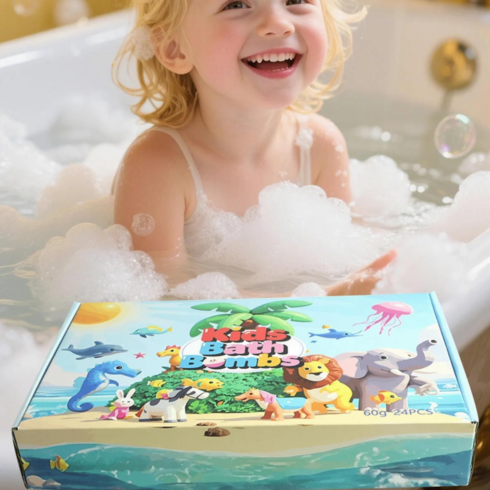Badesalz-Ball 24 Stück Erfrischende Körperreinigung | Badesalz mit Spielfigur für Mädchen Spa Zuhause Bad Reisen Hotel