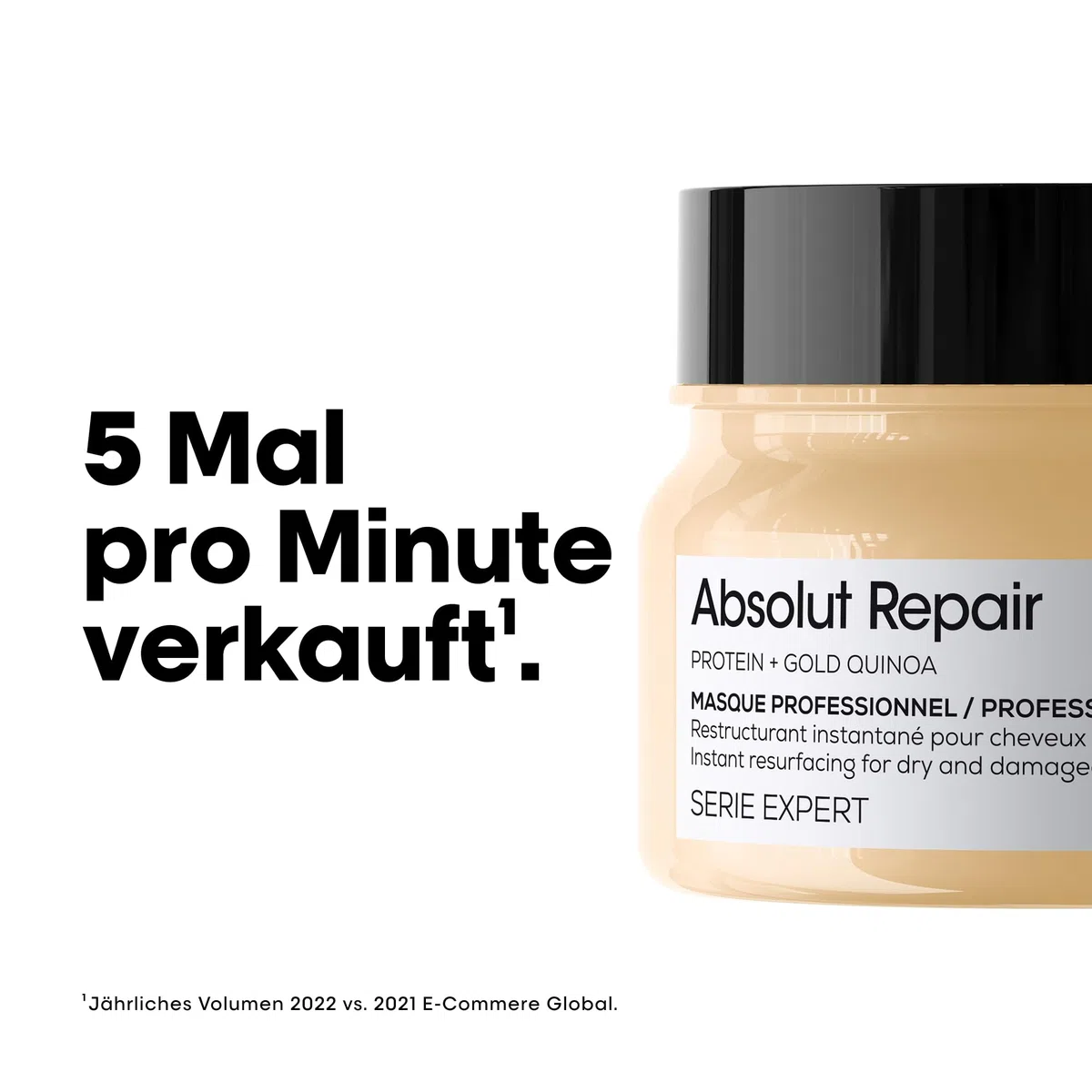 L'Oréal Professionnel Reparierende Haarmaske für strapaziertes und trockenes Haar, Mit Quinoa, Serie Expert, Absolut Repair Maske