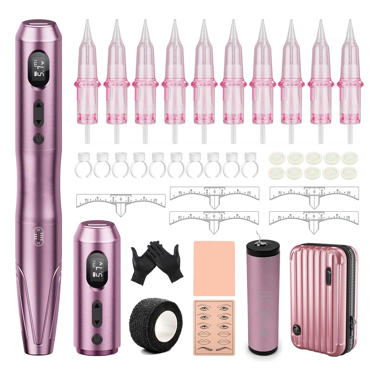 Biomaser Wireless maschine Semi Permanent Make-up Maschinen-Kit 2PCS 900mAh akku mit 10 Stück Patronen Nadeln für Augenbrauen Lippen Eyeliner Ombre Puder Brauen Microshading Zubehör