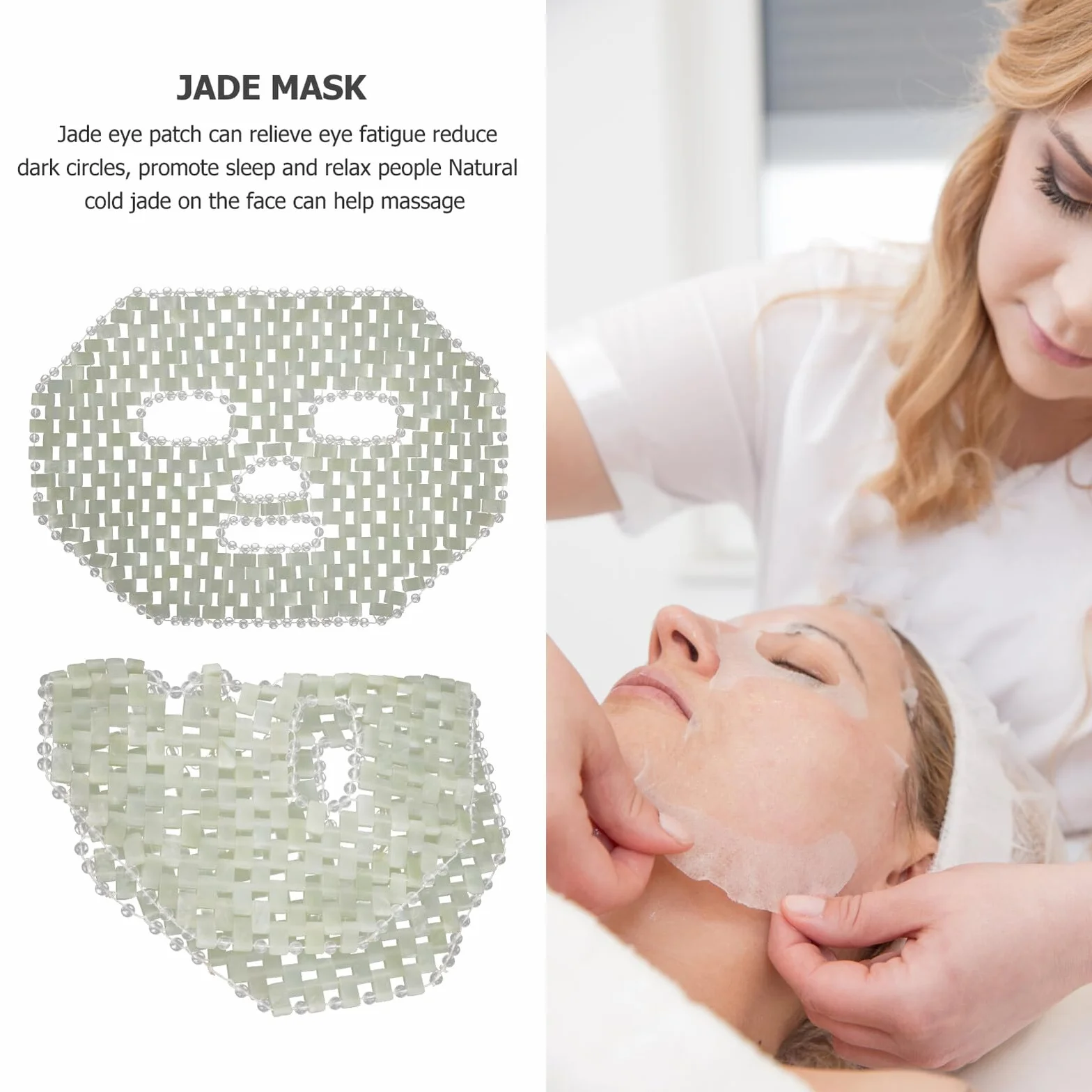Jade Gesichtsmaske aus Jade für Massage und Hautpflege | Kühlende Anwendung, Beruhigend und Komfortabel, für Zuhause und Unterwegs, als Geschenk für Freunde