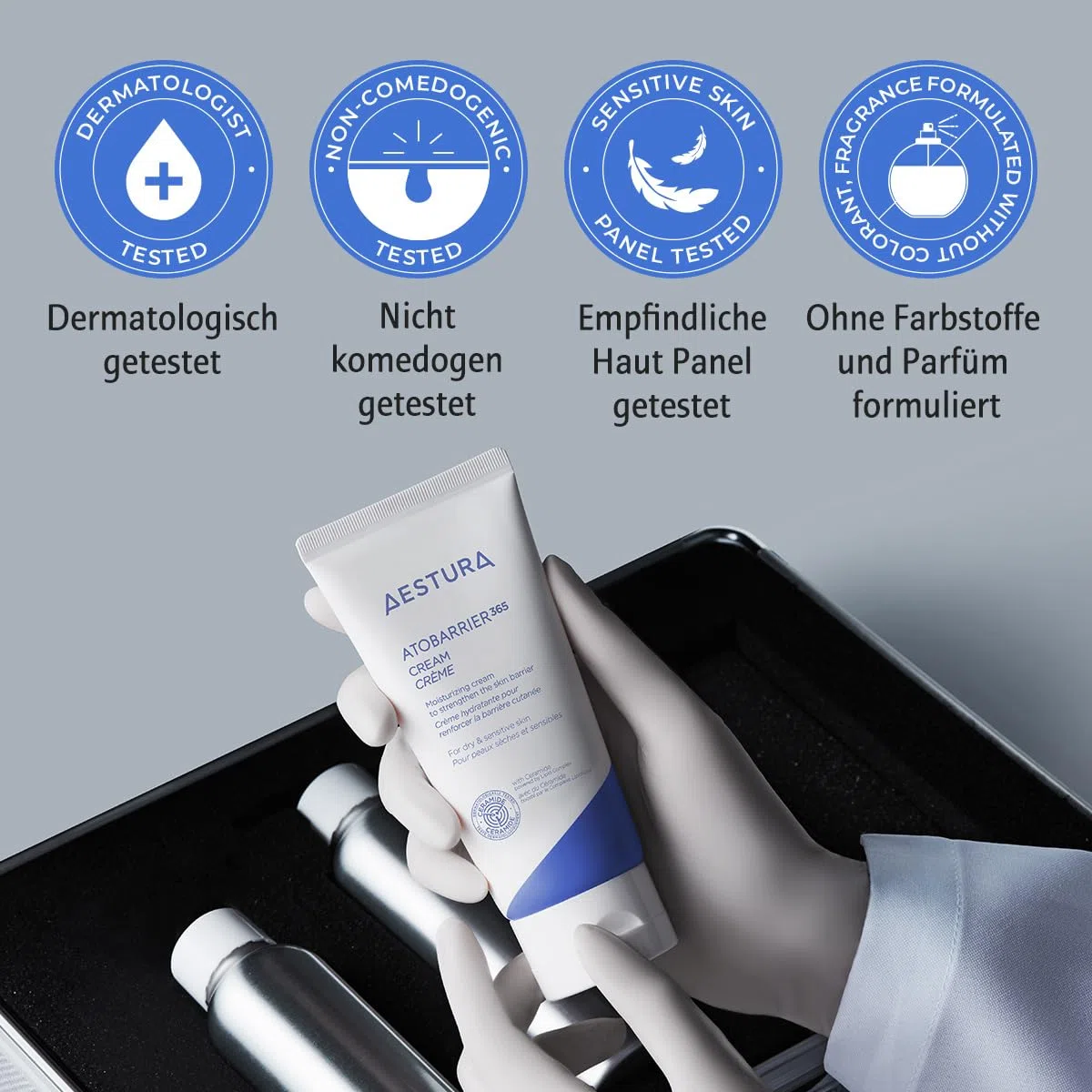 AESTURA ATOBARRIER365 CREAM mit Ceramid Korean skincare 120 Std. Feuchtigkeitspflege mit Sichtbare Kapsel Gesichtscreme für trockene & empfindliche Haut Dermatologisch getestet 80mL