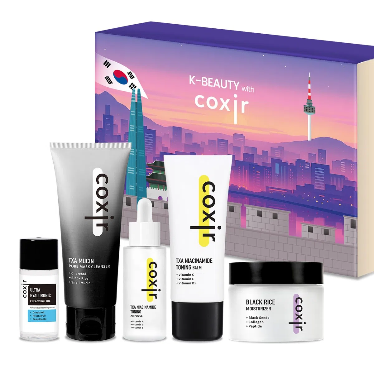coxir K-Beauty mit coxir (KOREA BOX) [K-BEAUTY, Hautpflege-Geschenkset mit Premium-Geschenk, Koreanische Hautpflege]