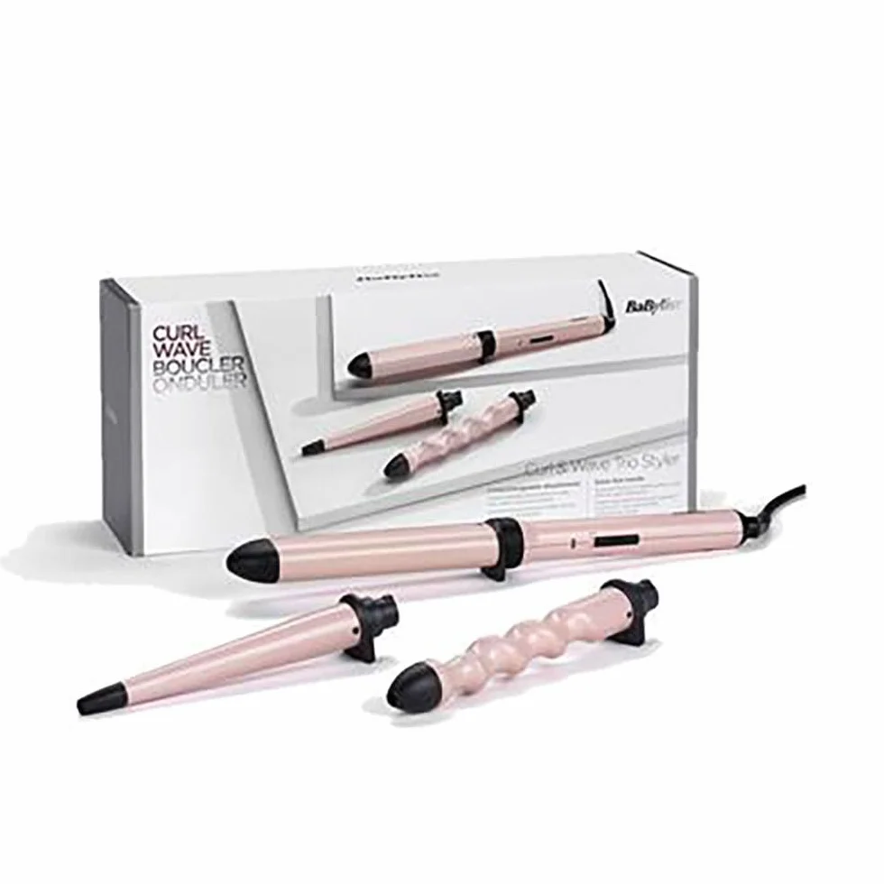 BaByliss Curl and Wave Trio Multistyler MS750E, Professionelles Lockenstab-Set mit 3 Aufsätzen, Keramikbeschichtung, pink