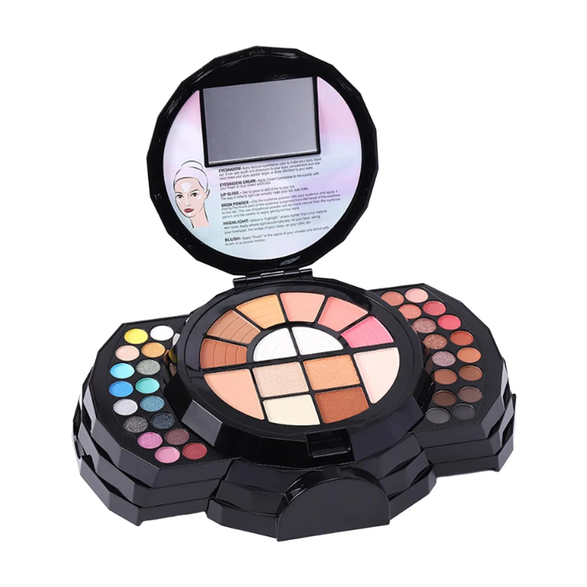Make-up-Set für Anfänger Hochpigmentiert, Langanhaltend, Verblendbar, | 110 Farben Natürliche Farben Lidschatten Lippenstift Concealer Kajalstift Augenbrauen-Highlighter Kompa