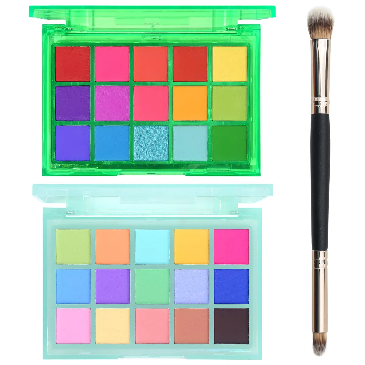 UCANBE - Make Up Set mit Farblidschatten Palette 2 Stück 15 Farbtöne Matt Glänzend Leuchtend Neon Regenbogen Pastell