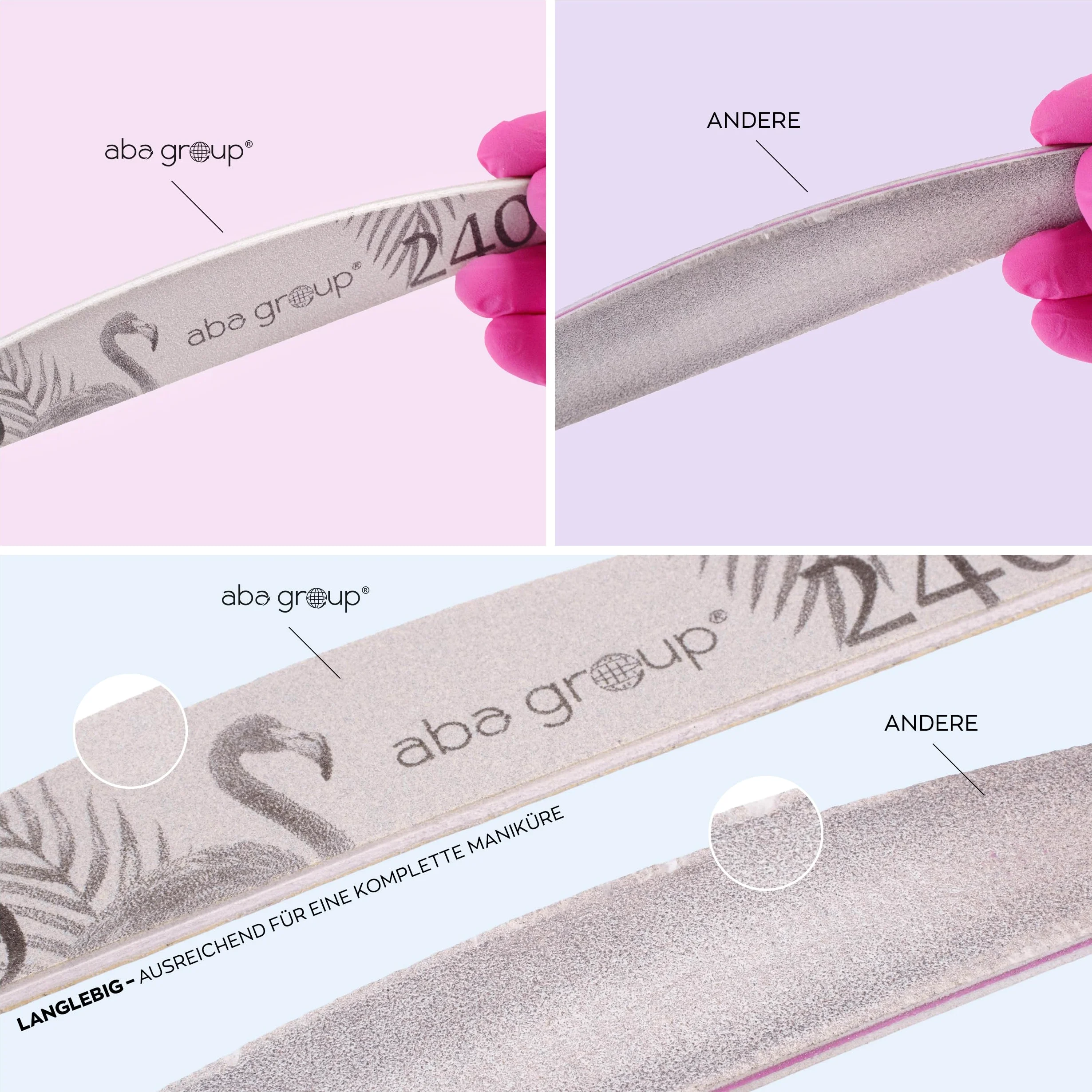 ABA GROUP Nagelfeile 100/180-100 Stück - Halbmond 4 mm Dick - Profi Tools für Gel- und Naturnägel, Feilen für Gelnägel, Doppelseitige Nagelpfeile, Nail File Set, Nagelstudio Zubehör & Zuhause