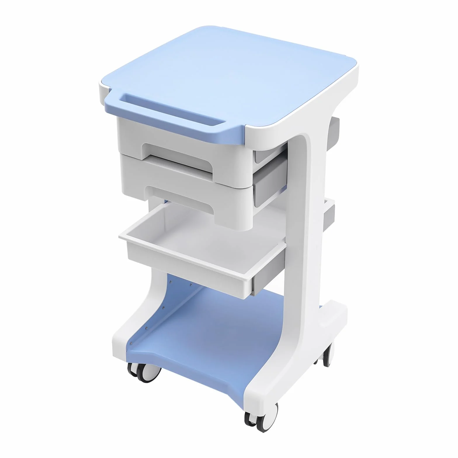 Tragbar Medizinischer Wagen mit 2 Schubladen, 50 kg Tragkraft, Laborwagen Kosmetikwagen Salonwagen für Klinik Krankenhaus