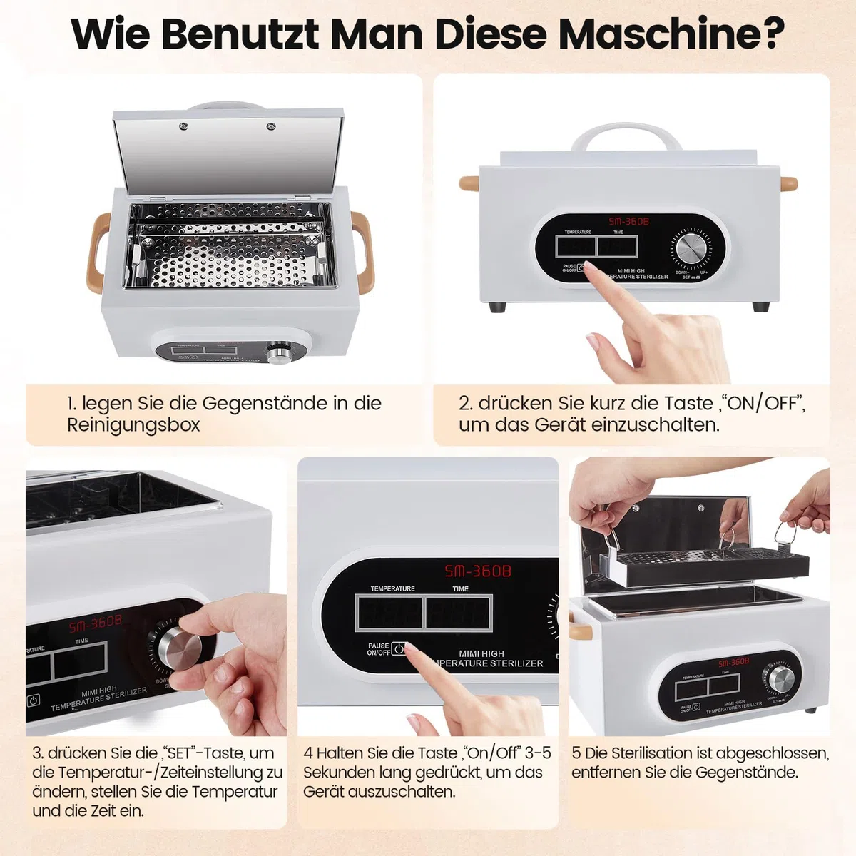 300W sterilisator für instrumente, 230℃ Heißluftsterilisator Desinfektion mit einstellbarem, Timer Kleine Sterilisatoren für Nagelwerkzeuge Kosmetikwerkzeuge Fußpflege