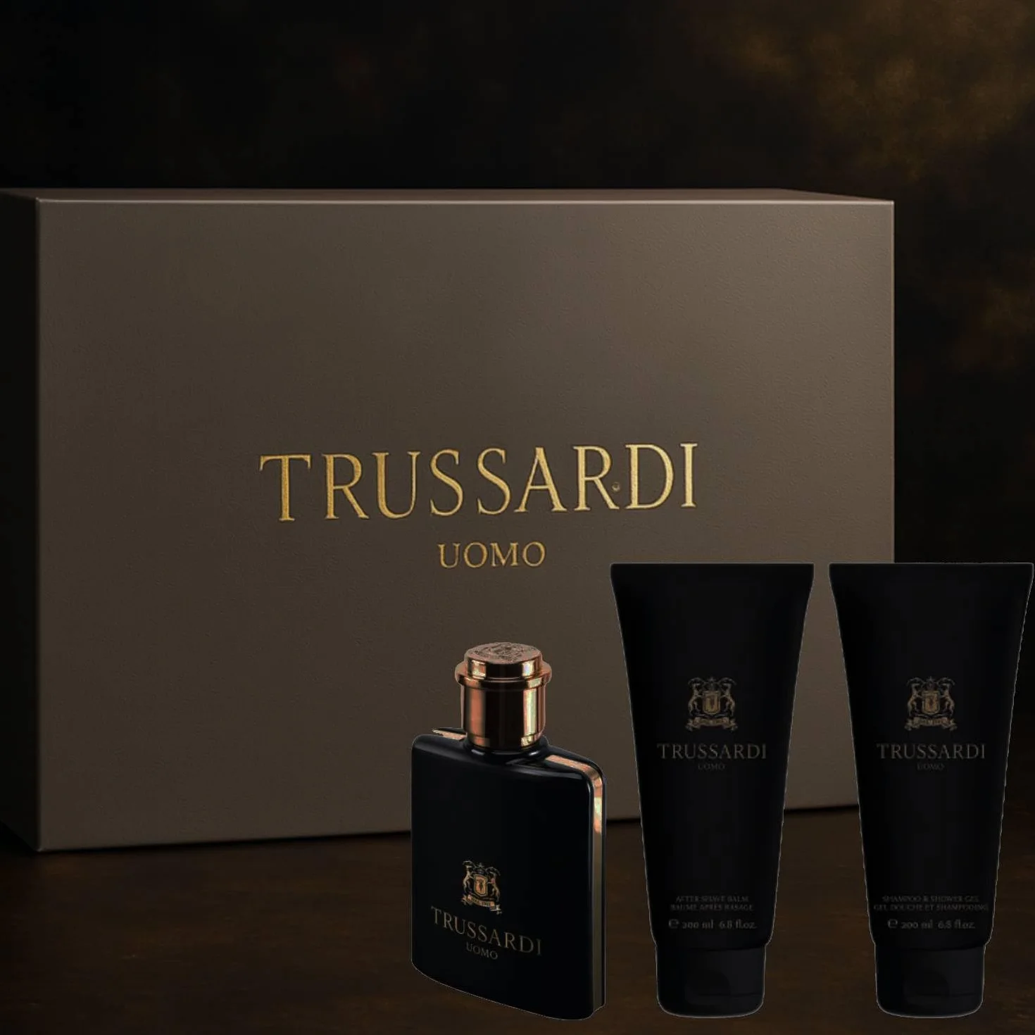 Trussardi Herren Geschenkset für Ihn: Eau de Toilette 100 ml + After Shave Balsam 200 ml + Duschgel Shampoo 200 ml