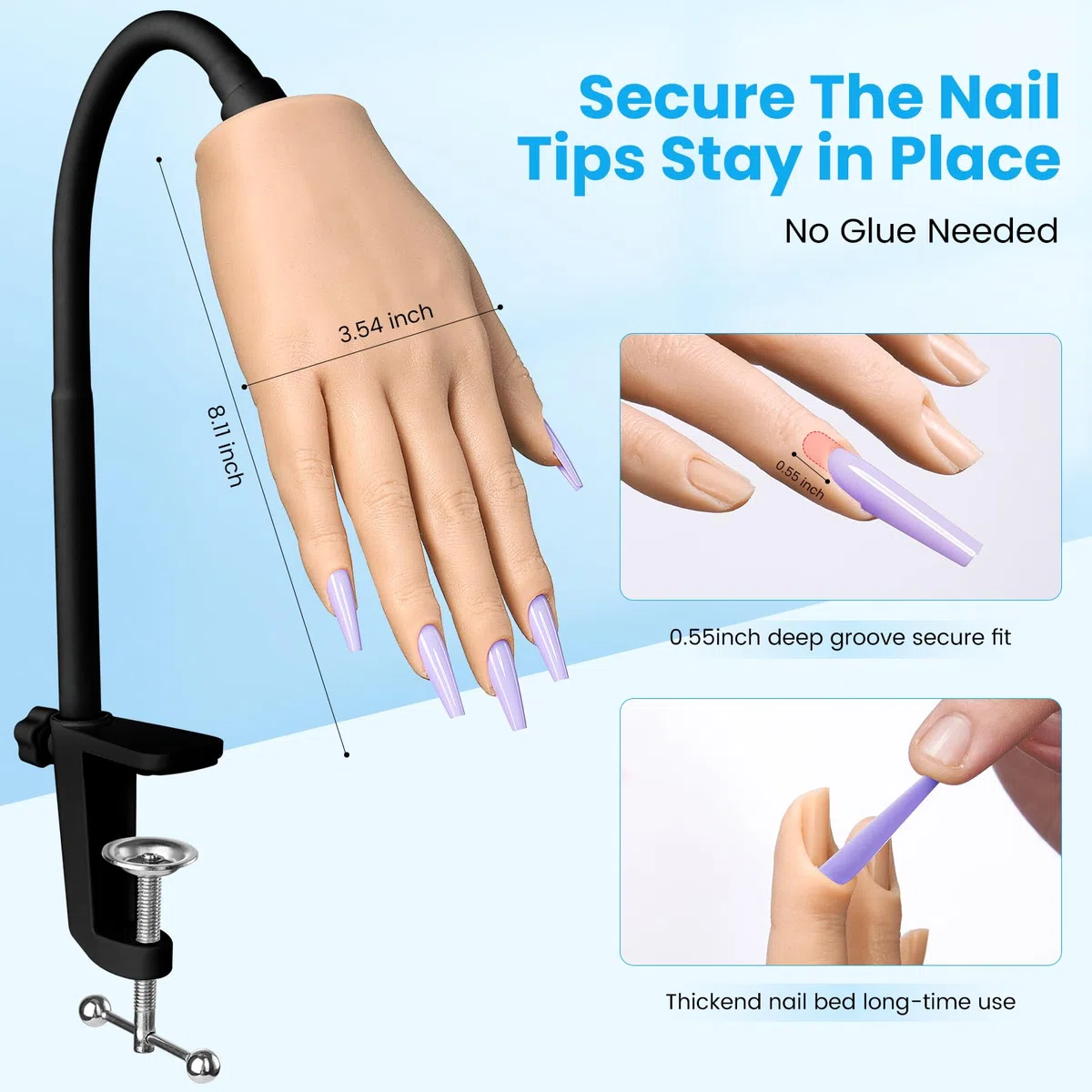 Yokilly Silikon Übungshand für Nageldesign: Flexibel Training Hand für Gelnägel Acrylnägel - Nagelhand zum üben Nagel Hand Modell Set für nägel