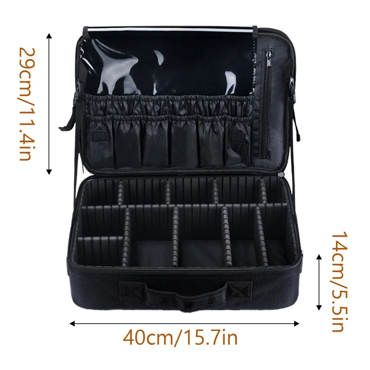 Make up Tasche, tragbares Kosmetik Organizer Etui mit verstellbaren Trennwänden, Oxford Stoff, Pinsel Aufbewahrung, Make up Aufbewahrungstasche