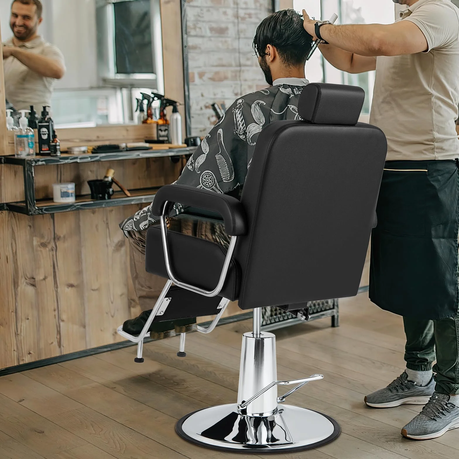 RELAX4LIFE Friseurstuhl mit Hydraulischer Pumpe, Salonstuhl Kippbar Höhenverstellbar 360° Drehbar, bis 150kg