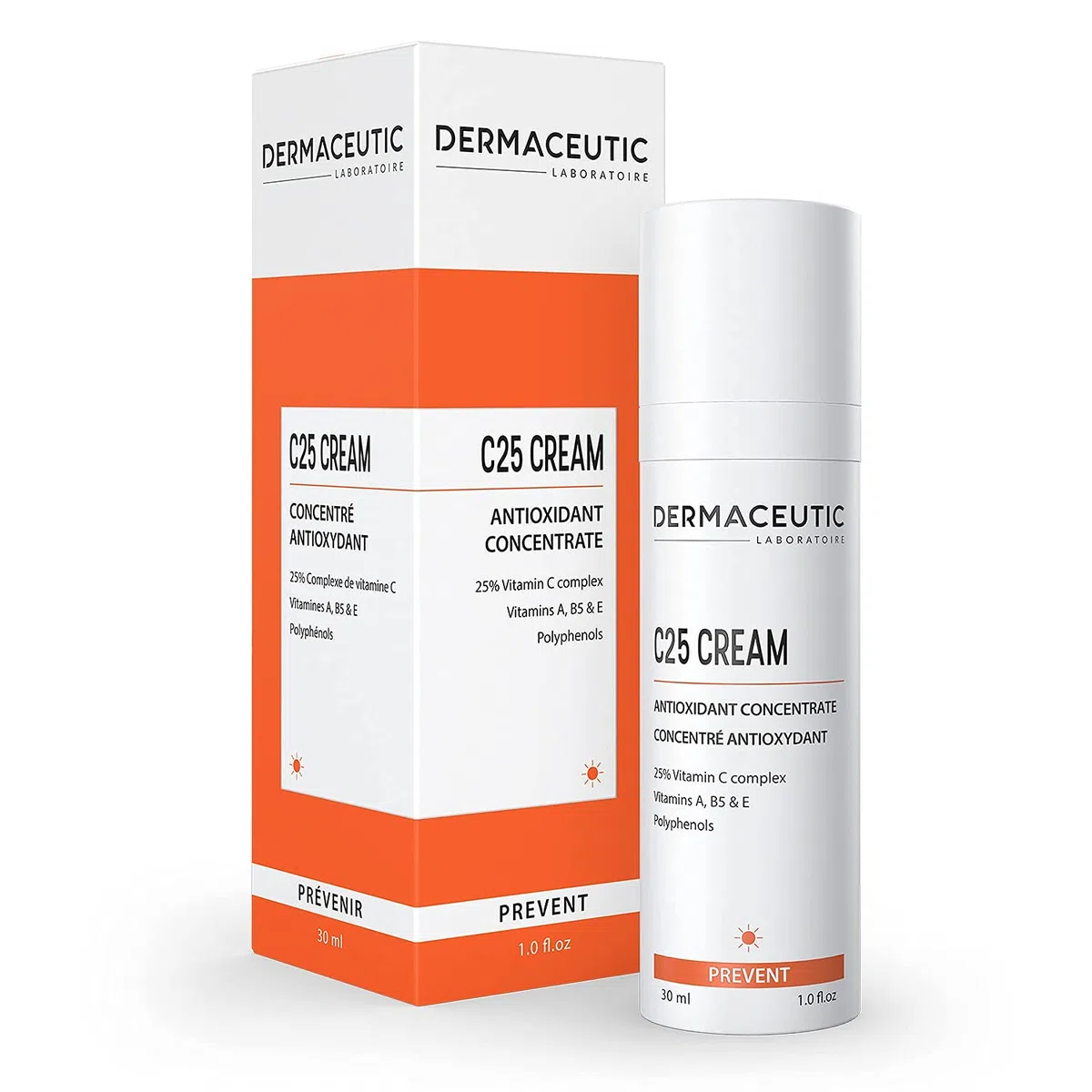 C25 Cream | Antioxidative & Anti-Aging Gesichtscreme | 25% Vitamin C & Polyphenole | Kraftvoller Komplex mit Vitaminen C, A, B5 & E | Anti-Falten | Vegan & Ohne Silikon | 30 ml | Dermaceutic