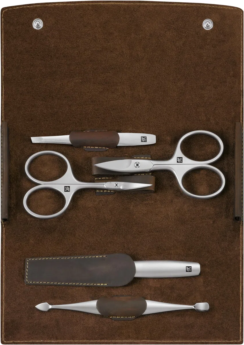 ZWILLING Maniküre-Set (Nagelpflege und Pediküre, Echtleder-Etui, präzise), Premium, Braun