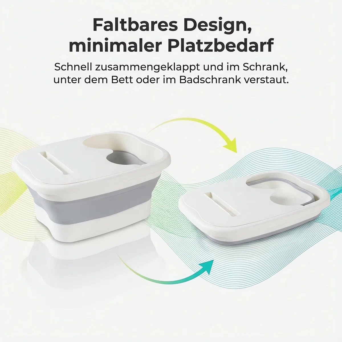 König Design faltbare Fußbadewanne mit Massagefläche, platzsparend & temperaturbeständig, 21 Liter – Grau