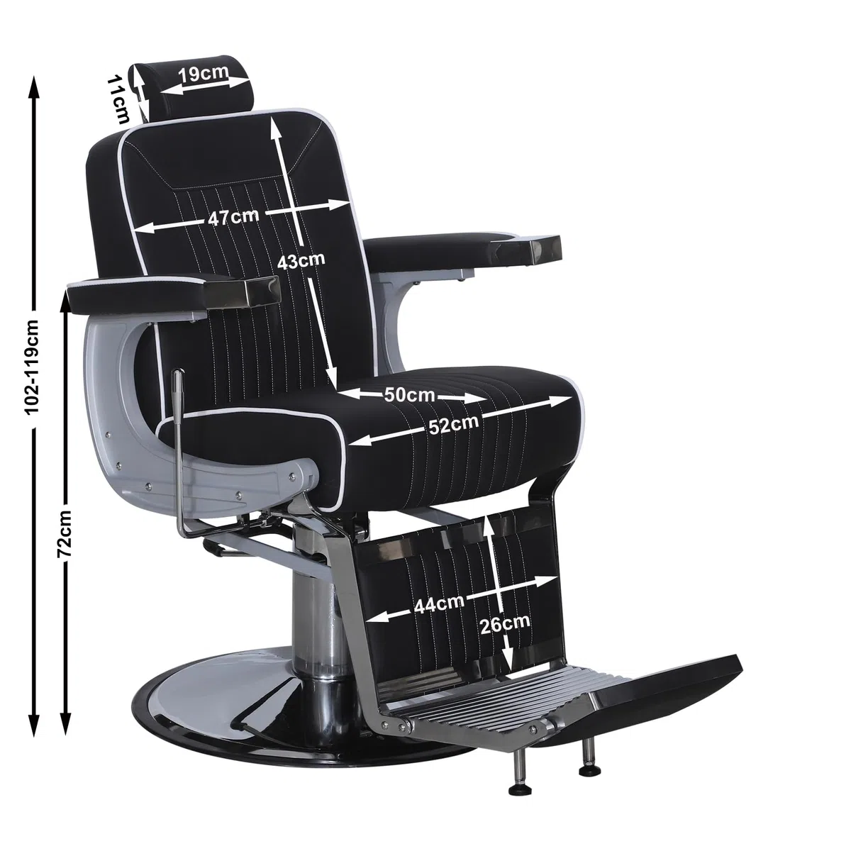Barberpub Friseurstuhl Bedienungsstuhl 3822 Silber-Schwarz