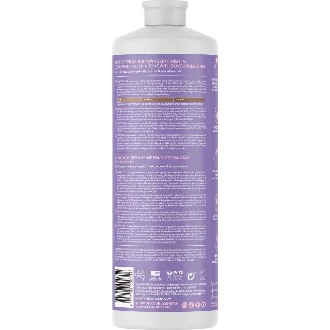 MineTan Profi-Sprühbräune | Violet - 1 Stunde Ultra Rapid Tanning Flüssig, Dunkle, Gesicht & Körper Fake Tanner, Schnelle Trocknend, Sattes, Warmes, Super Dunkelbraunes Finish, Keine Orangetöne, 1L