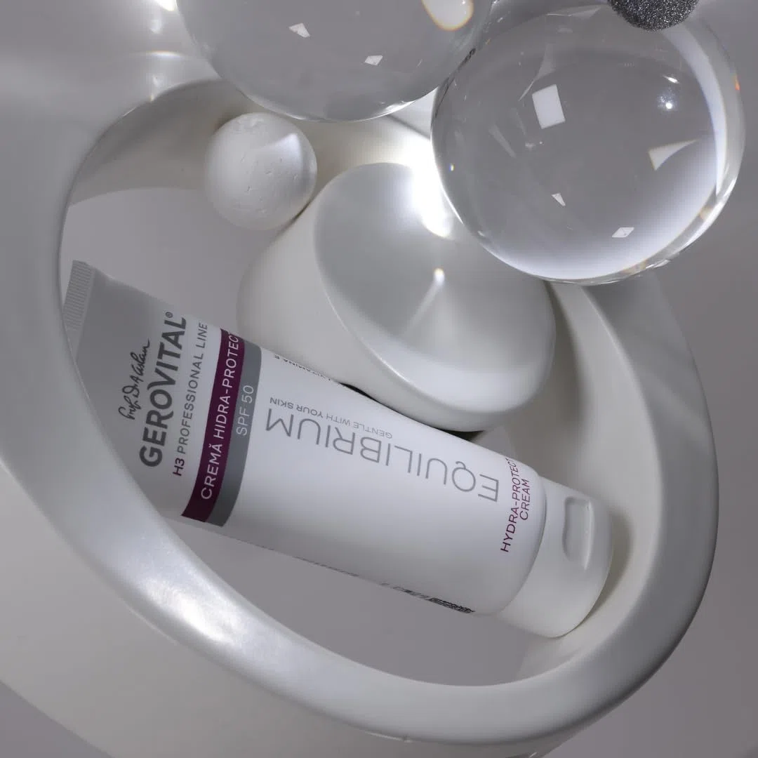 Gerovital H3 Equilibrium Feuchtigkeitsspendende Schutzcreme mit LSF 50-100 ml, Professioneller Sonnenschutz für das Gesicht, gegen Flecken, Anti-Aging, leichte Textur, getönt, Hoher UVA UVB