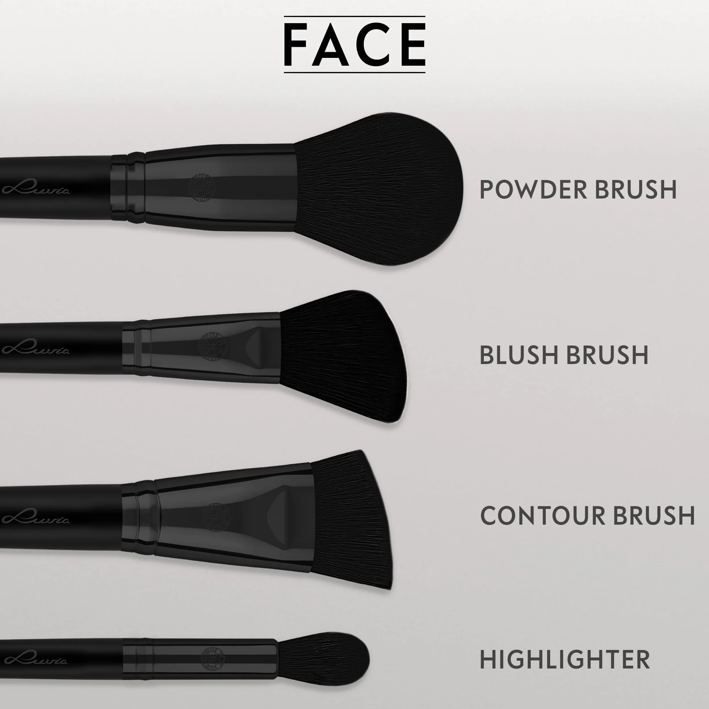 Luvia Make-up Pinselset 15-teilig vegan Profi Schminkpinsel inkl. Blender Reinigungsmatte Pinselaufbewahrung Schwarz