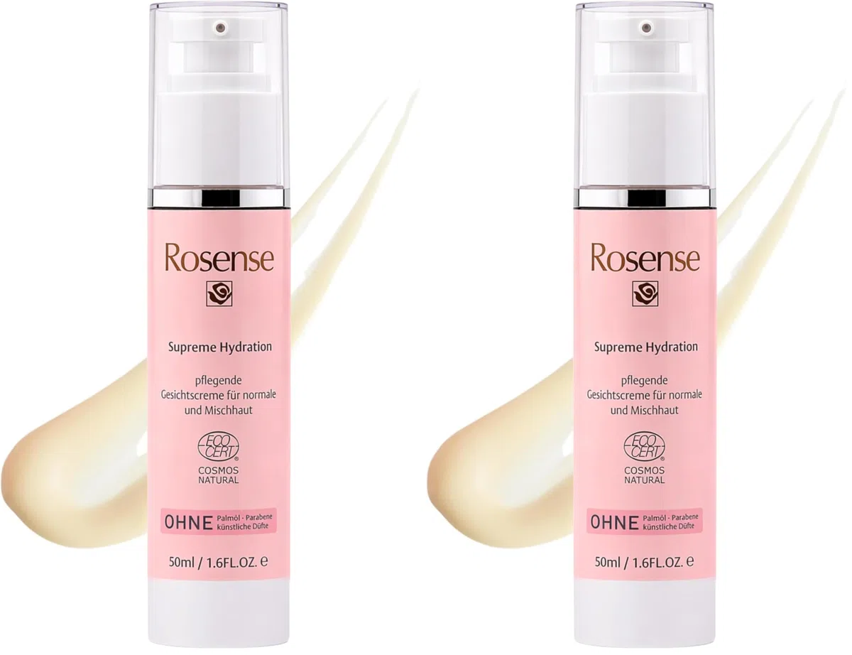Rosense Supreme Hydration – pflegende Gesichtscreme für normale und Mischhaut Feuchtigkeitscreme vegan - 50 ml (Packung mit 2)