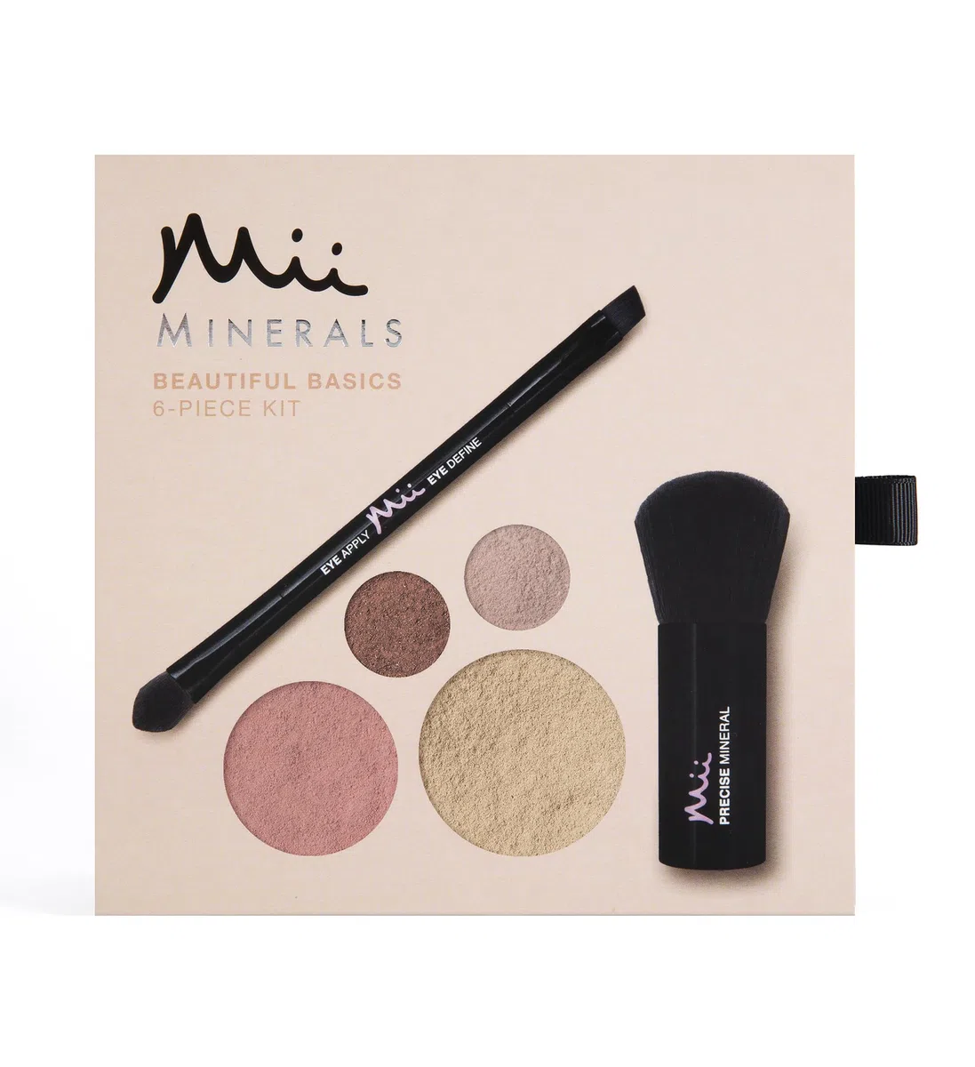 Mii Cosmetics | 100% Mineral Beautiful Basics Foundation, Lidschatten, Rouge & Pinsel Set | Hochpigmentierte Farbe, für alle Hauttypen geeignet, super für empfindliche Haut | Sand 05