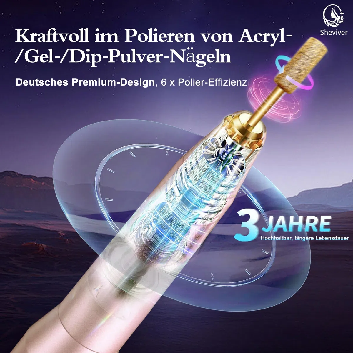 Nagelfräser, Elektrische Nagelfeile für Acryl und Gelnägel, Professionell Nagelfräser, Efile Maniküre und Pediküre Set mit goldenen Nagelfräserbiten für Home Salon Gebrauch