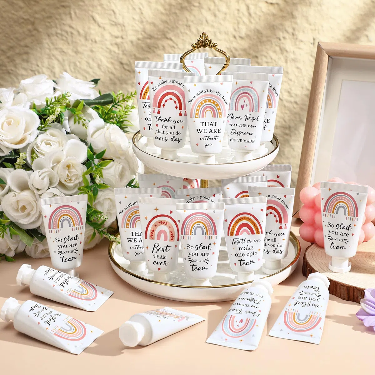 48 Stück Geschenke für CNA-Woche, Thanksgiving Handcreme für Mitarbeiter, inspirierende Geschenke für Teams, Boho-Regenbogen, Abschlussgeschenke für die