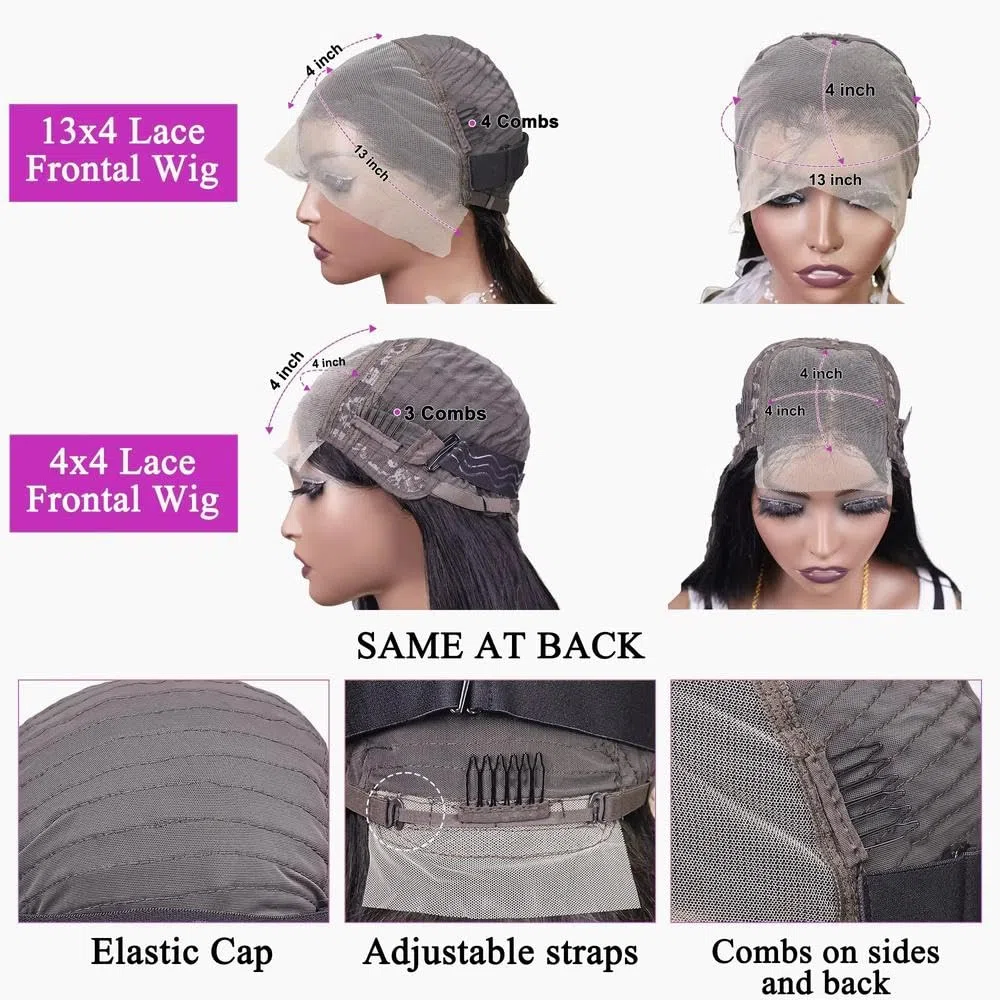Haarpflege Kurze Gerade Bob-Perücke Mit Spitzenfront Vorgezupftes Echthaar Für Frauen(13x4,150%_10INCHES)