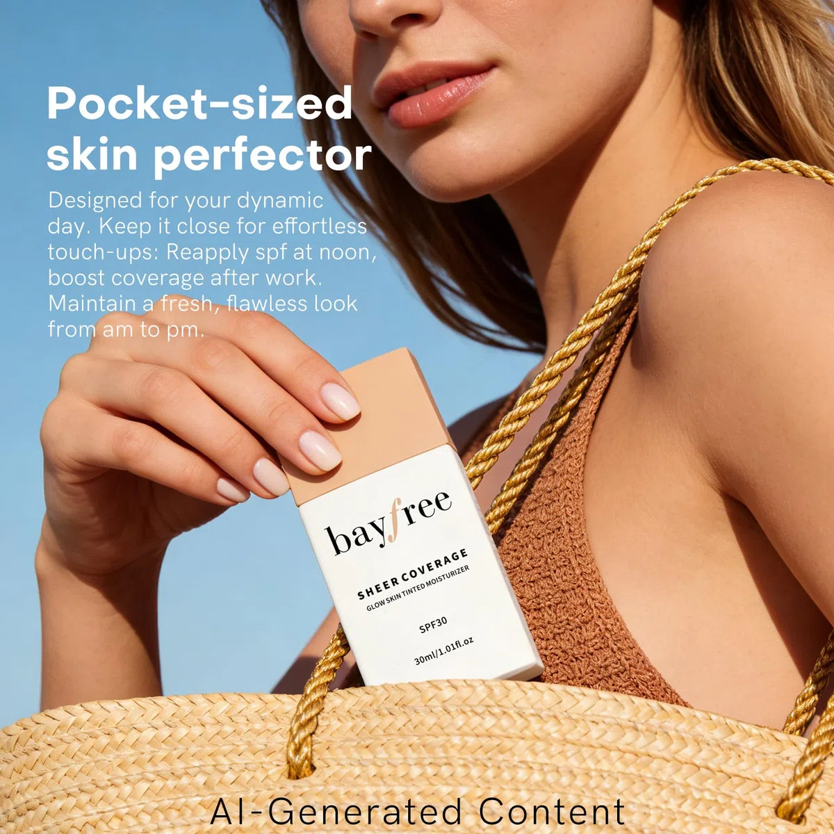 bayfree Glow Skin Tinted Moisturizer | Leichte Transparente Textur, Langanhaltend Hydratisierend, Gewichtslos, Make-up- und Hautpflegevorteile