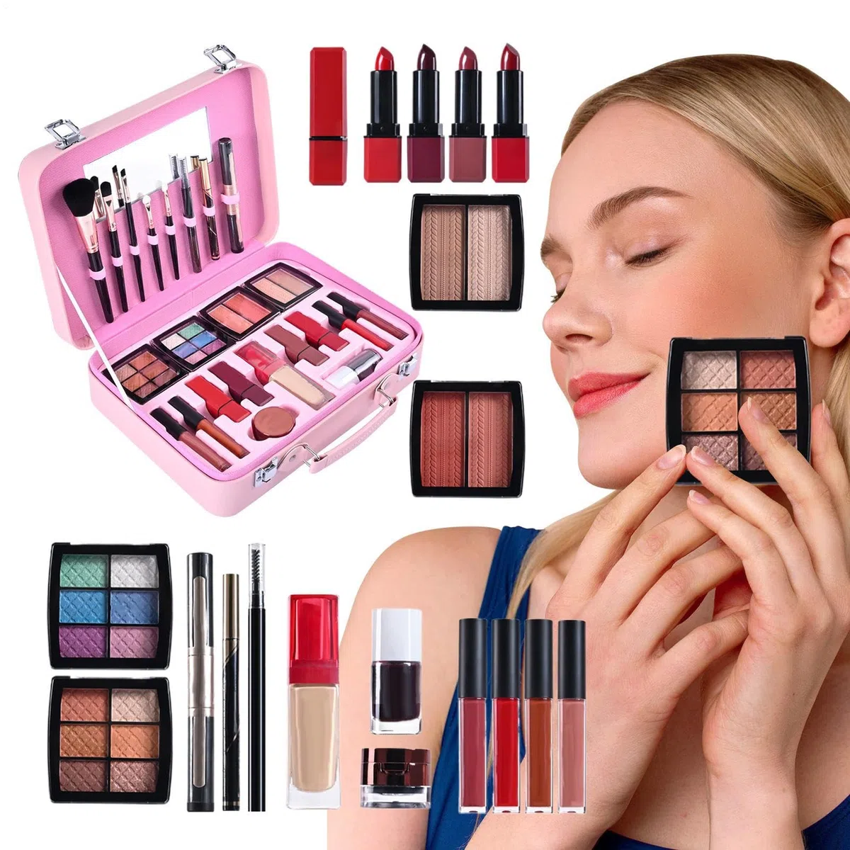 Make-Up Set Für Anfänger Lidschatten Palette | Langanhaltendes Wasserfestes Kosmetik-Set Für Anfänger für Damen, Mütter, Freundinnen und Bühnenauftritte