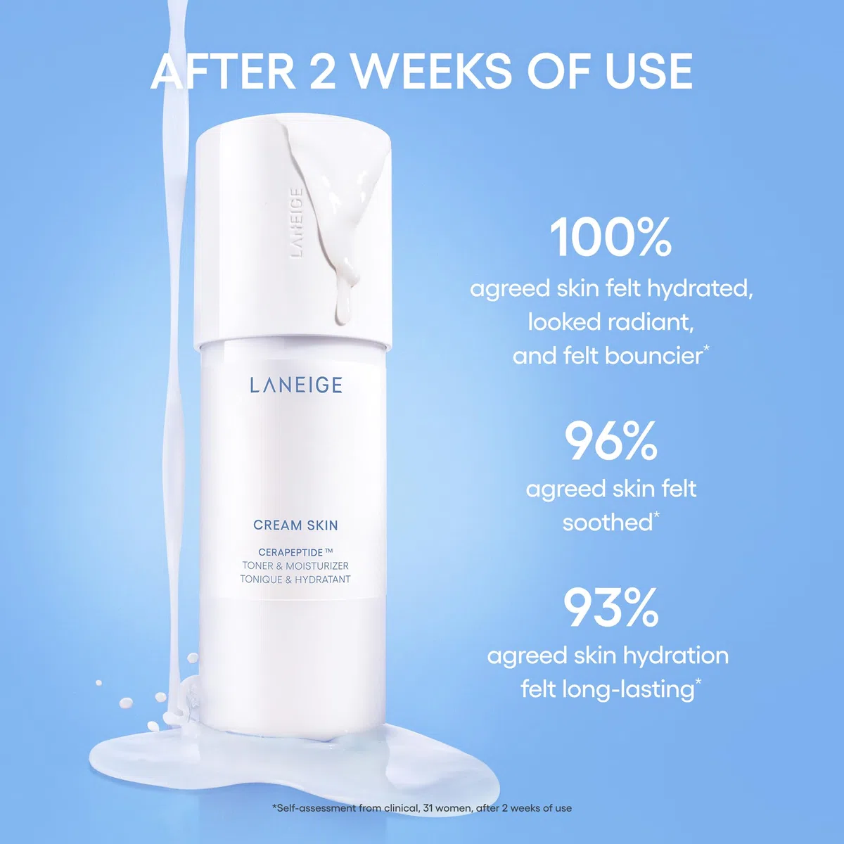 LANEIGE Cream Skin Toner & Moisturizer: 2-in-1 Amino Acid Rich Liquid, Soothe, Hydrate, and Strengthen Skin's Moisture Barrier