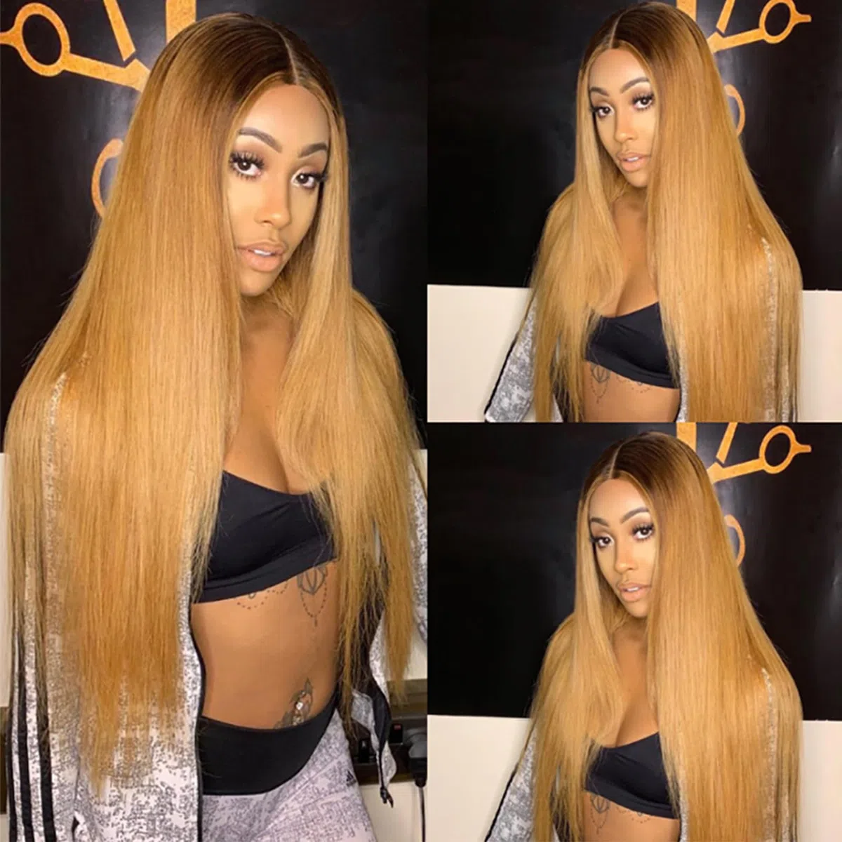 1B27 Bundle Ombre Straight Human Hair Bundles 14 16 18 zoll Two Tone Black and Honey Blonde Bundles Human Hair Ombre Blonde Bundle