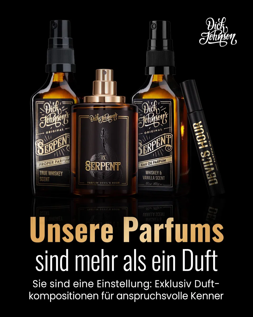 Dick Johnson Parfum Serpent True Whiskey 50 ml – Parfum mit Whiskeynote Tonkabohne Sandelholz – Herrenduft für Männer – Langanhaltendes Herrenparfum – Männer Parfüm Geschenk – Made in Finnland