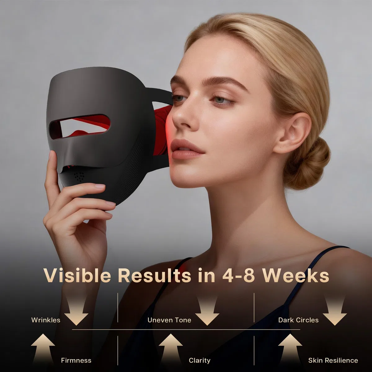 VRAIKO 9D LED Gesichtsmaske | Rotlicht Maske Gesicht mit 4 Modi, 328 LEDs, 3D Airflow Design & Light-Lock für Ultra-komfortables Gesichts-Spa | Premium Beauty Geschenke für Frauen Männer (schwarz)