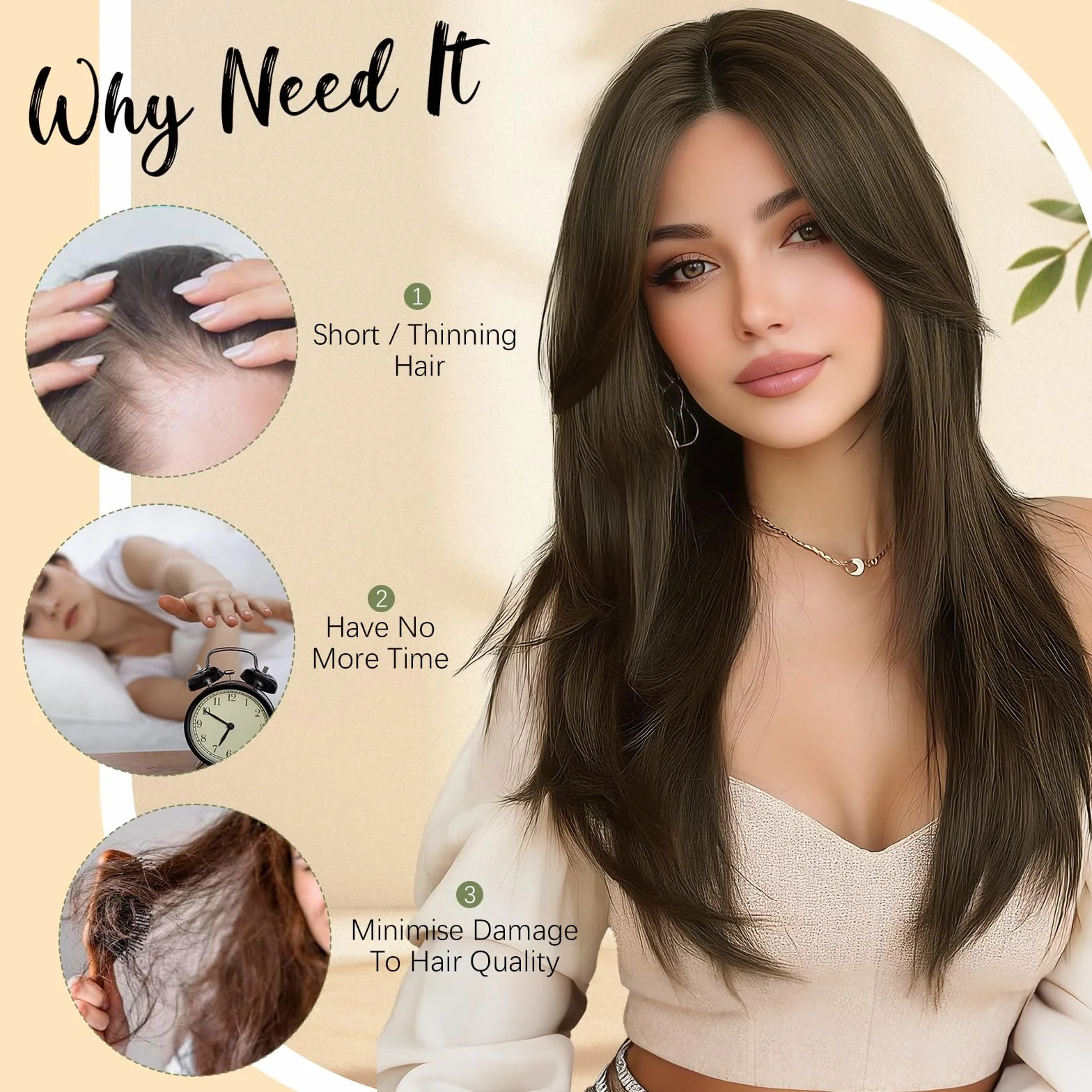 Sofeiyan 55 cm Glatte Perücke mit Curtain Bangs,Langhaar Perücke kleiner Spitzenfront Natürlicher Haarlinie,Naturschwarz Voluminöse Layered Perücken für Damen