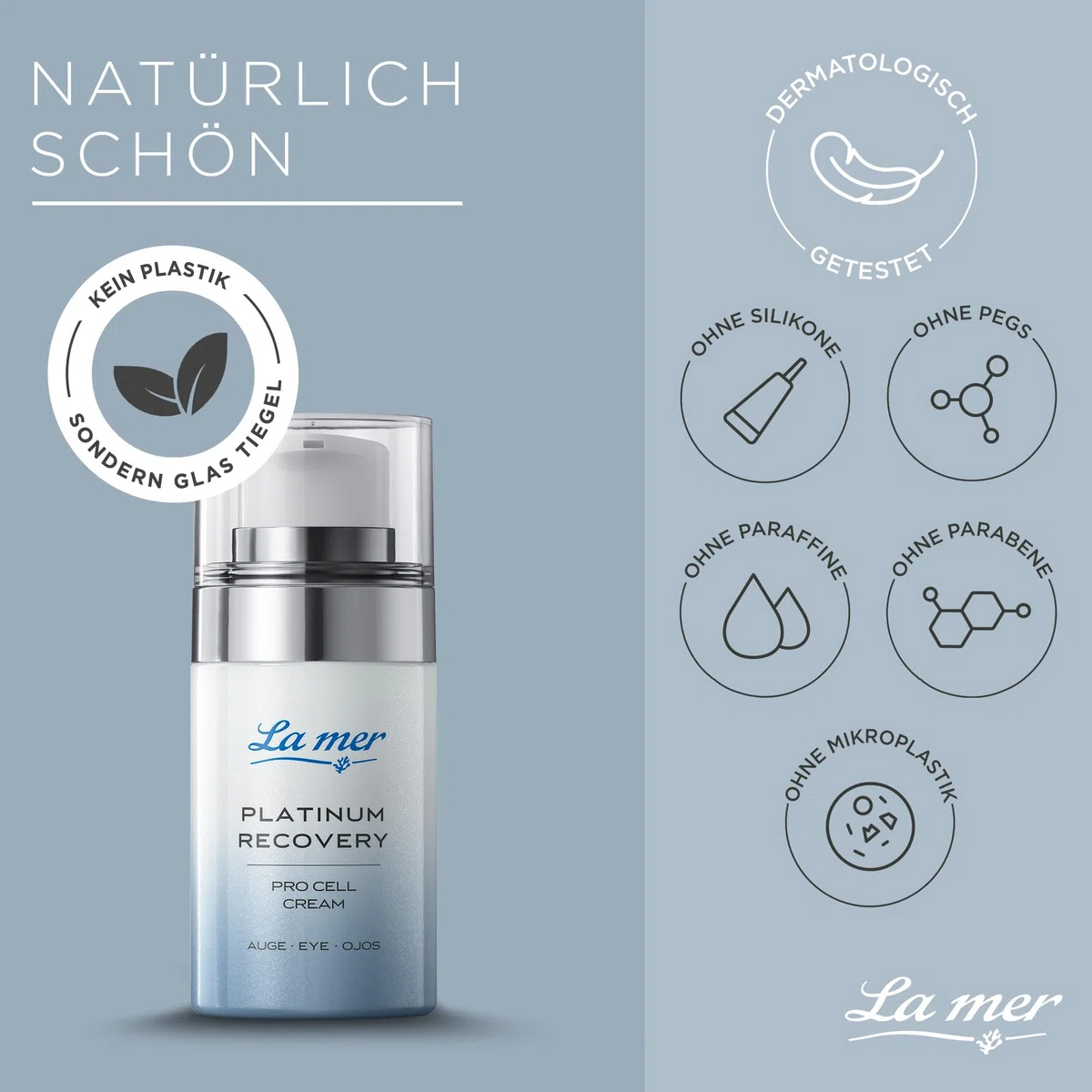 La mer Platinum Recovery Augenpflege | Pro Cell Cream Auge 15 ml | Regenerierende Anti-Aging Creme ohne Duft | Ohne unnötige Zusatzstoffe