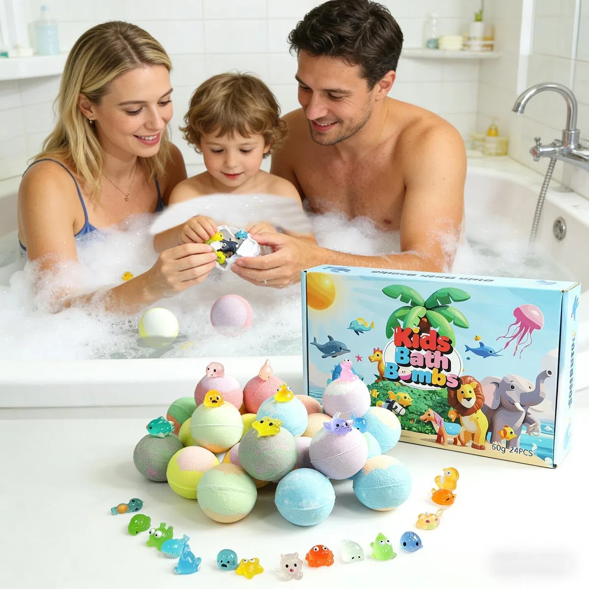 Badeblase, 24 Stück erfrischendes Bad | Salze mit Tieren Spielzeug, für Kinder Mädchen Spa Haus Badewanne Reise Hotel