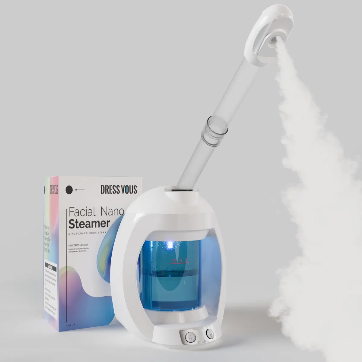 Gesichtsdampfgarer, Gesichtsdampfer für Kosmetiker und Nano-Ionen, tragbarer Ozon-Haar-Dampfgarer, professioneller Gesichtsdampfer für Zuhause, Gesichtsspa, Weiß
